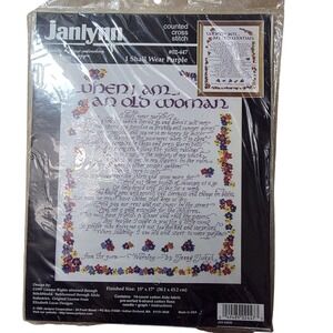Vintage Janlynn I Shall Wear Purple Counted Cross Stitch Kit Warning 15x17 New